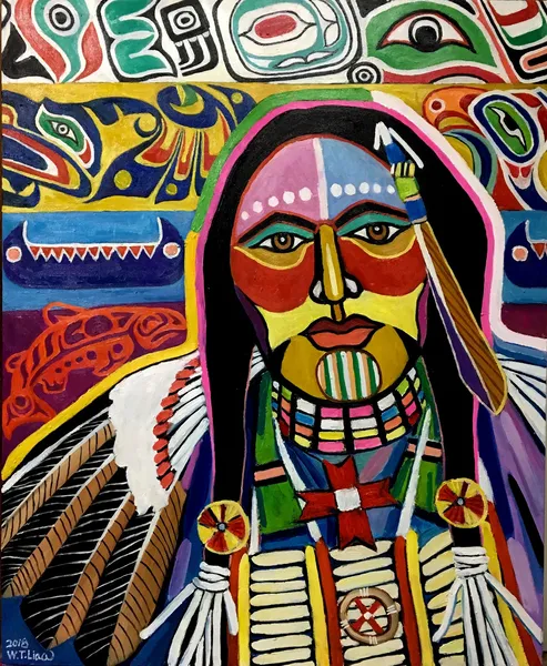 加拿大原住民藝術 First Nations Art in Canada 91x72.5cm Oil on canvas