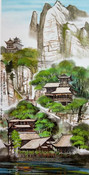 傅尚分 Robin Fu閒逸高居世外情 Scene of Shangri-La Village